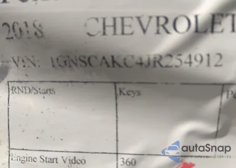 2018 Chevrolet Tahoe Ls z USA, uszkodzony, nr VIN 1GNSCAKC4JR254912